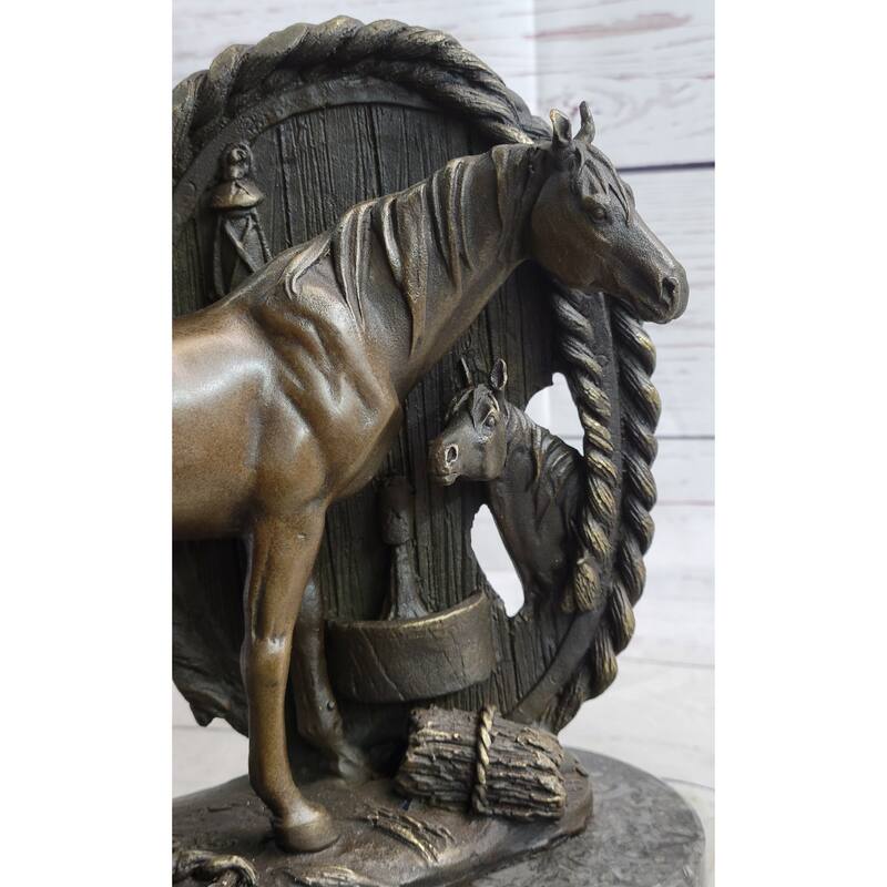 Horses Foal Equestrian Horse Lover Bronze Metal Sculpture Statue Figure Gift Decor Signed Art