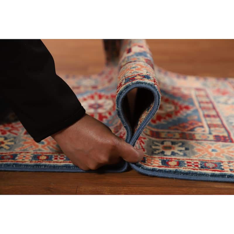 Traditional Kazak Rug Handmade Blue Oriental Wool Carpet - 2'0"x 3'0"