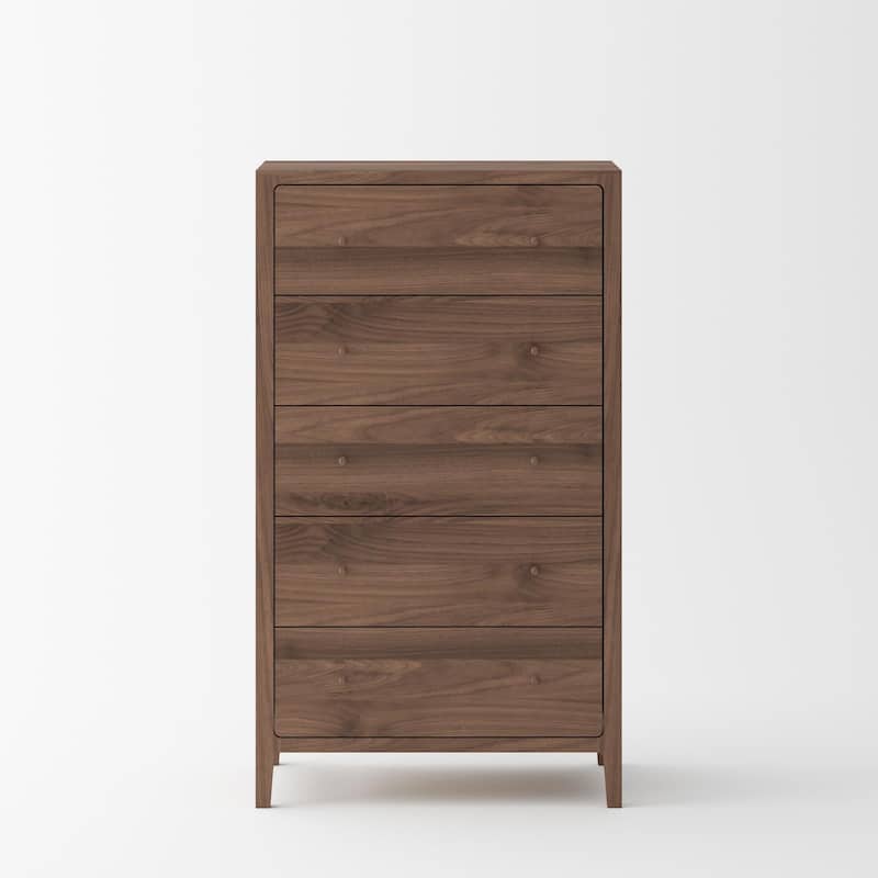 Isabella Mid Century Bedroom Set - Solid Black American Walnut (Bed + 1 Nightstand + Chest)