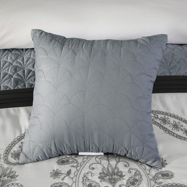 Oquirrh Furnishings Breeann Polyester Microfiber 7pc Comforter Set Grey Queen