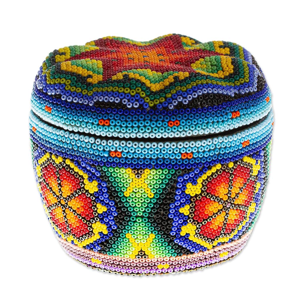 Novica Handmade Huichol Treasure Huichol Beaded Papier Mache Decorative Box