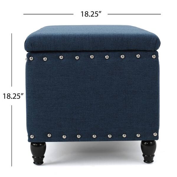 dimension image slide 8 of 10, Tatiana Contemporary Fabric Storage Ottoman with Nailhead Trim by Christopher Knight Home