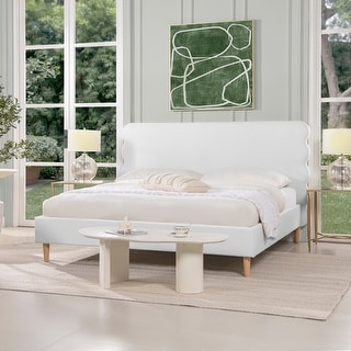 Stockholm Mid-Century Modern Wavy Upholstered Platform Bed