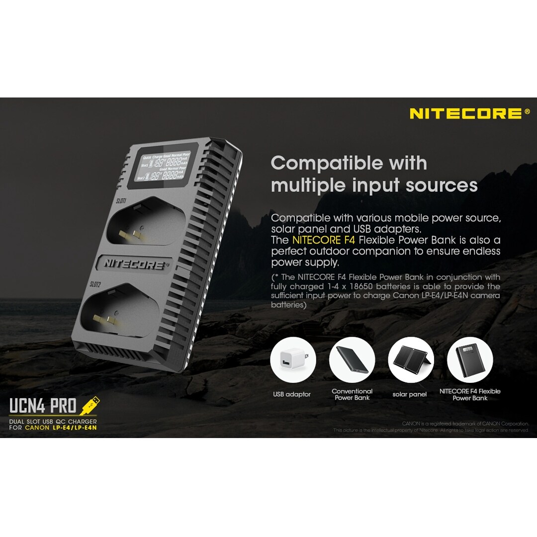 Shop Nitecore Ucn4 Pro 2 Slot Charger For Canon Lp E4 Lp E4n