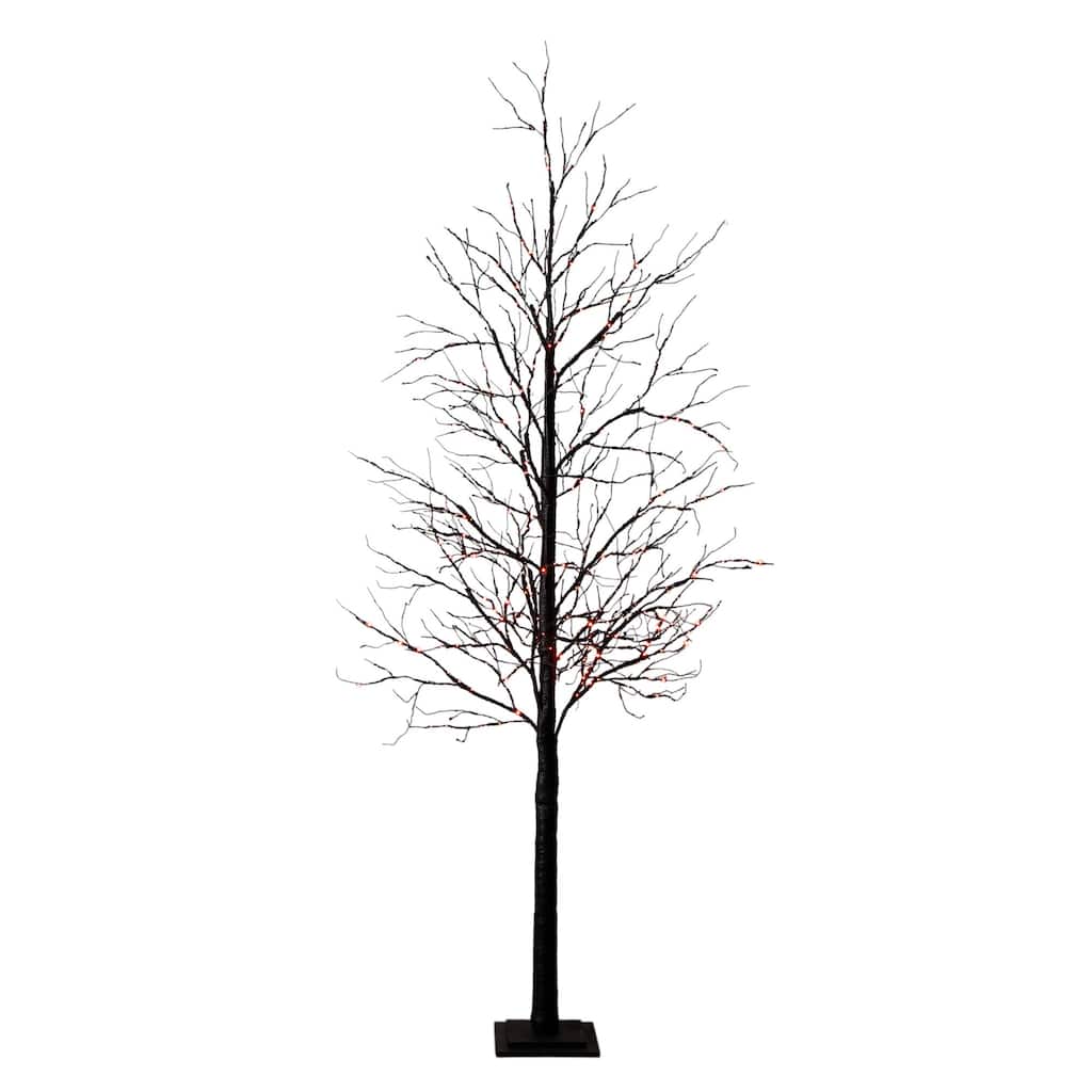 Pre-Lit Halloween Black Twig Artificial Tree - 8' - Multicolor LED Lights