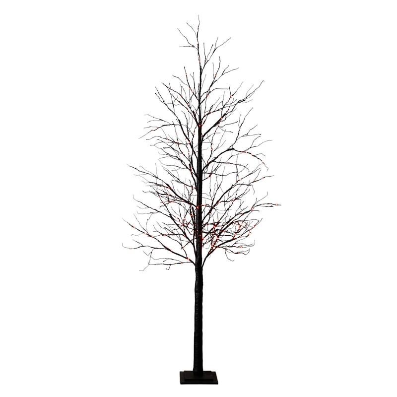 Pre-Lit Halloween Black Twig Artificial Tree - 8' - Multicolor LED Lights
