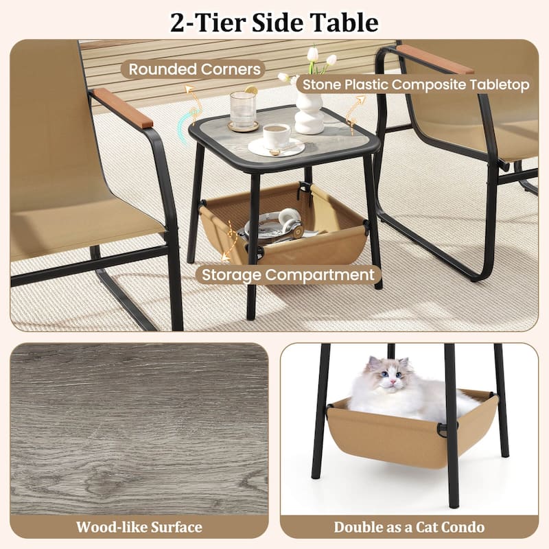 Costway 3 PCS Patio Furniture Set with Breathable Mesh Fabric and - See Details