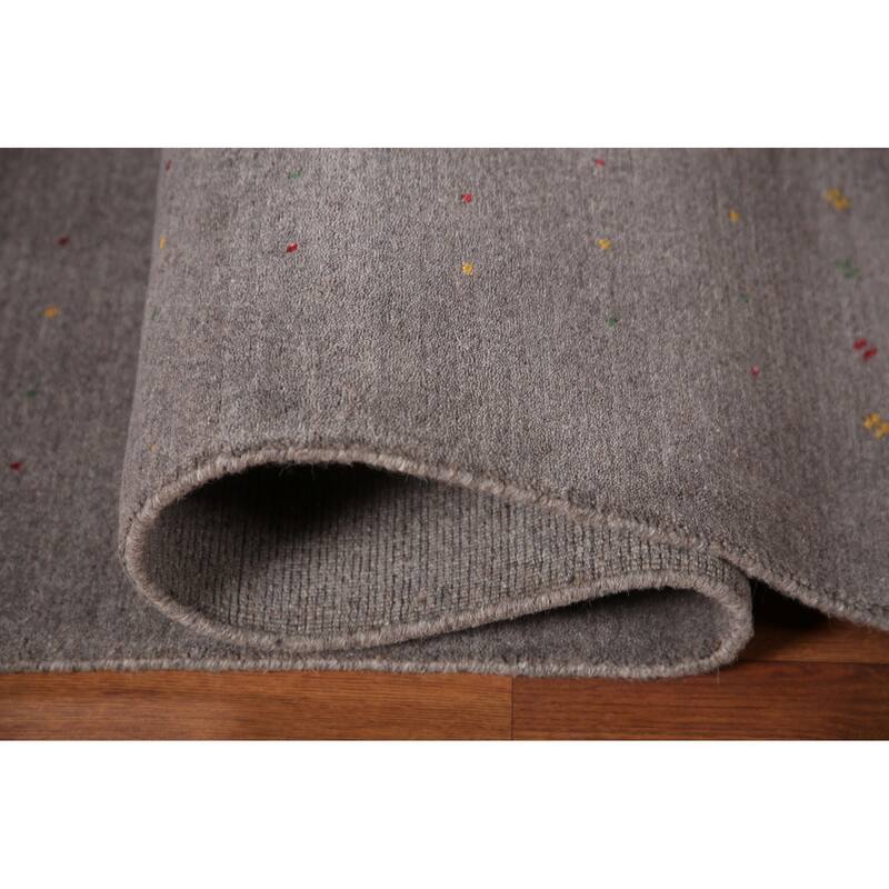 Tribal Gray Gabbeh Oriental Area Rug Handmade Wool Carpet - 7'9" x 9'10"