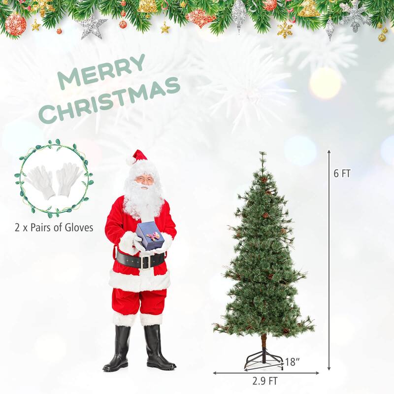 Costway 6/7/8 FT Artificial Christmas Tree with 370/502/702 Branch & - See Details - Green