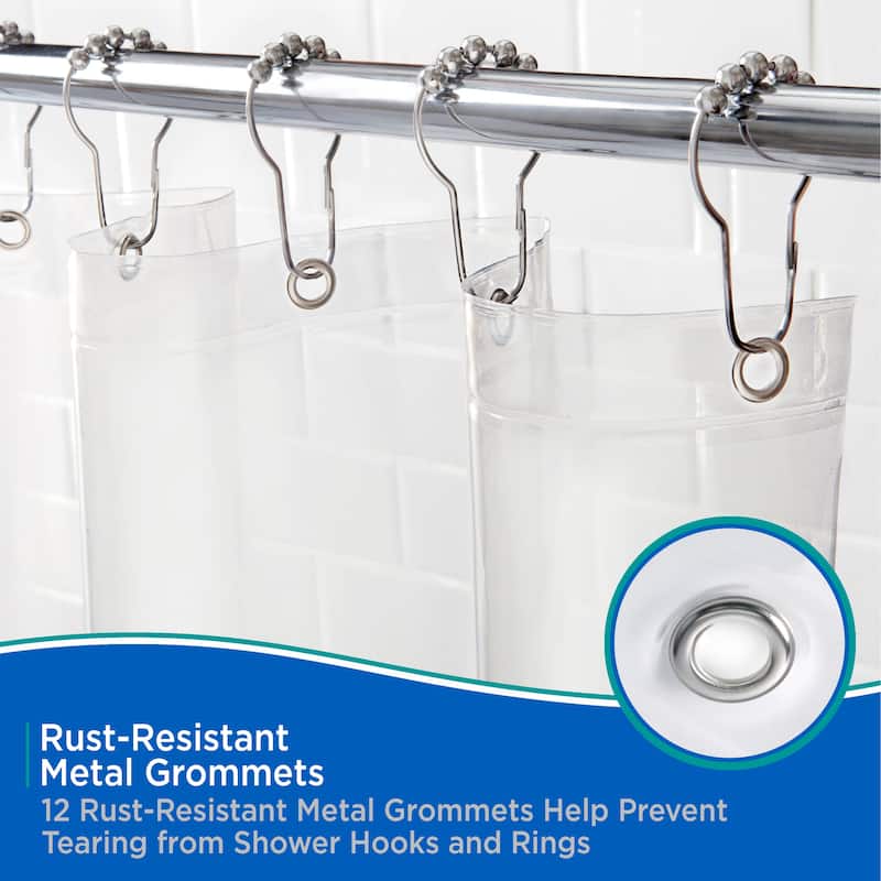 Kenney Heavyweight Extra Long PEVA Shower Curtain Liner, 70" W x 78" H, Clear