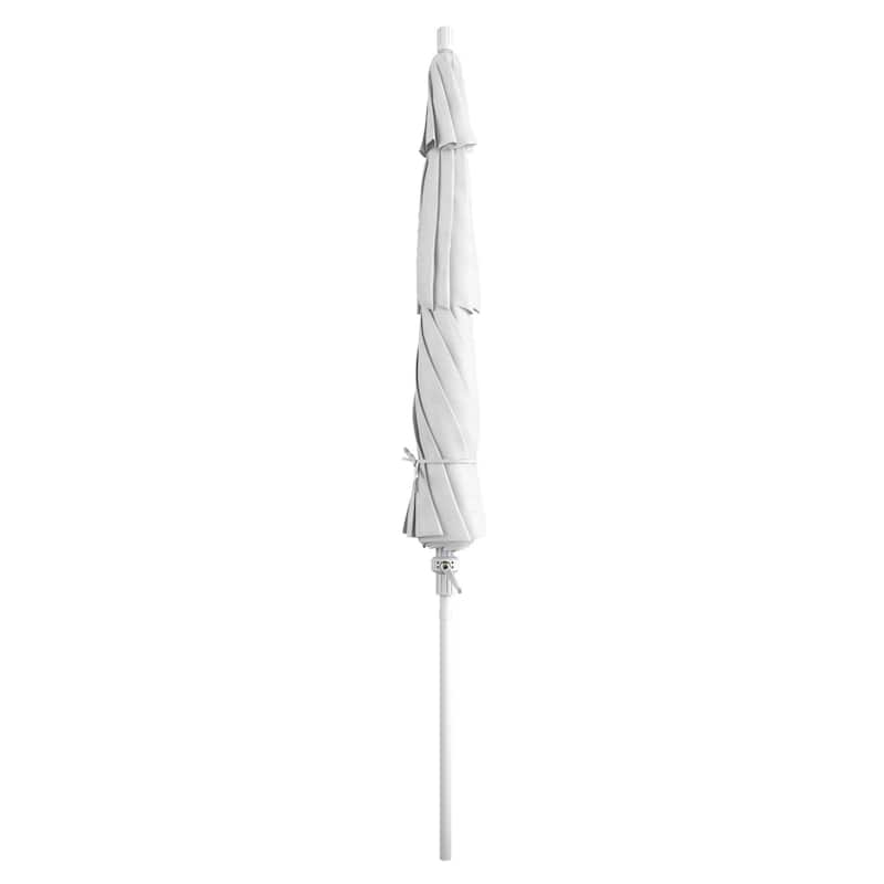 California Umbrella 11' Sun Master Patio Umbrella White Aluminum Pole Fiberglass Ribs Crank Lift Tilt Pacifica