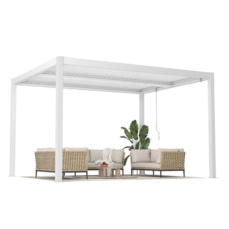 Outdoor Louvered Pergola with Optional Winter Cover – Adjustable Hardtop Gazebo, Steel Frame