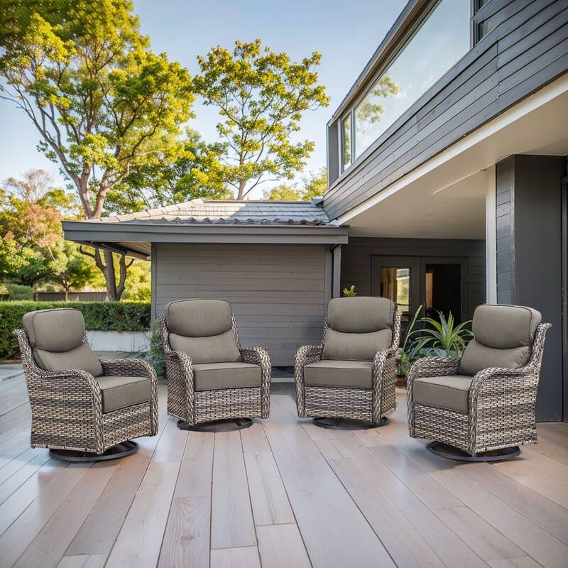 Arcadia Wicker Patio Swivel Glider Chairs with 6-Inch Cushions (4-Pack)