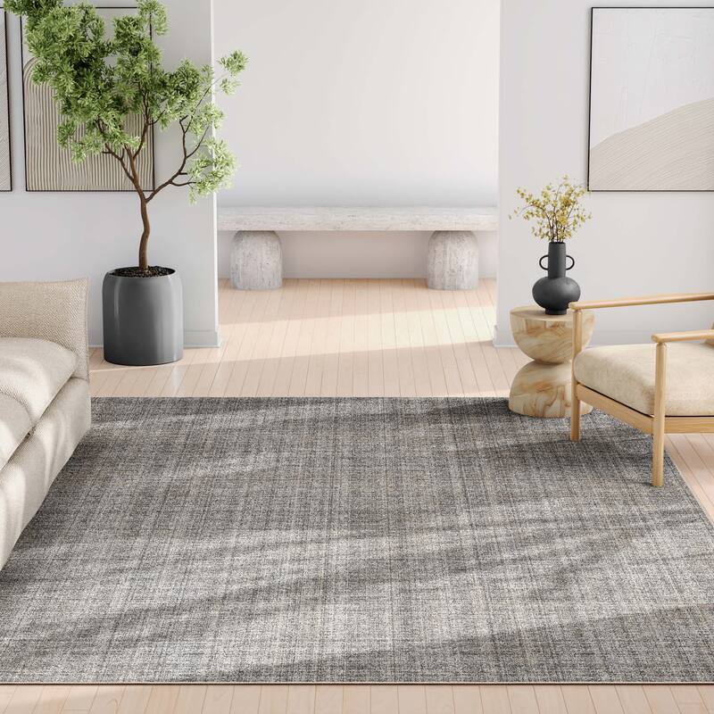 Well Woven Abstract Burst Retro Plaid Flat-Weave Machine Washable Area Rug