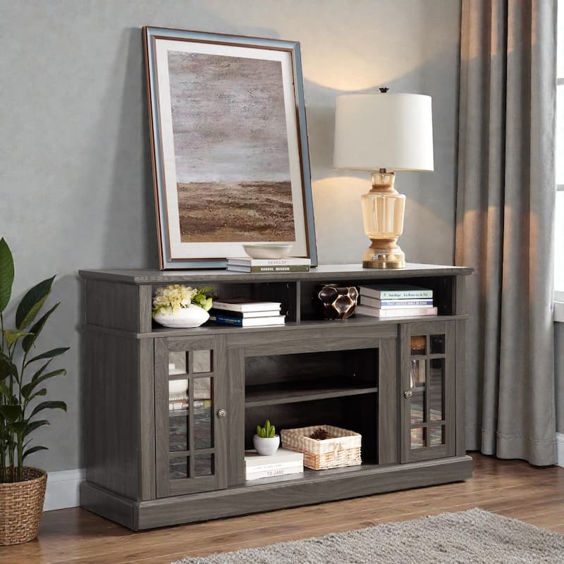 58.25" Classic Espresso TV Stand for 65" TV, Modern Entertainment Console with Open & Closed Storage and Cable Management