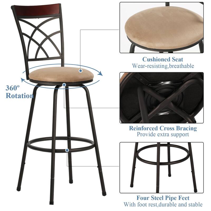 Javlergo Bar Stools Swivel Adjustable Height Counter Stools, Set of 2
