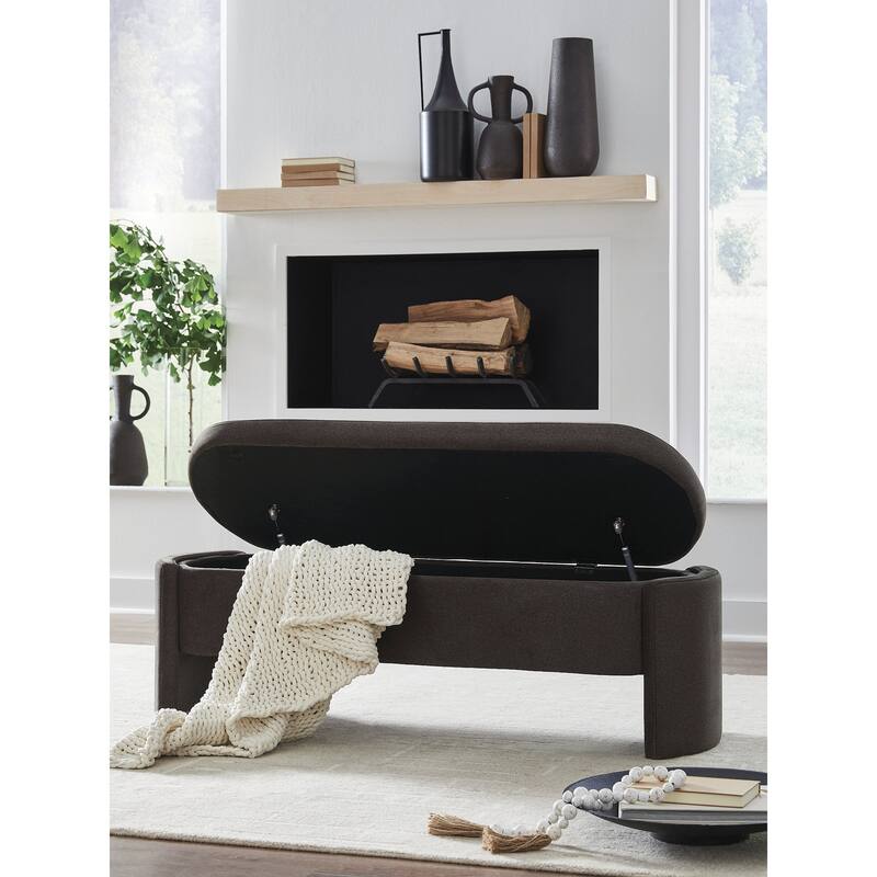 Signature Design by Ashley Vavuniya Dark Brown Storage Bench - 55" W x 18" D x 19" H
