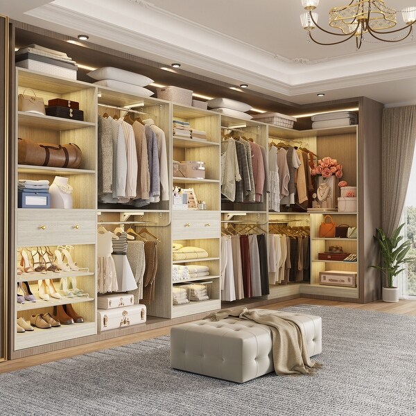 Zyntex Corner Closet System with 2 Wooden Drawers and 6 Hanging