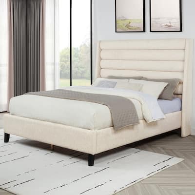 Best Master Furniture Sorella Modern Channeled Upholstered Platform Bed