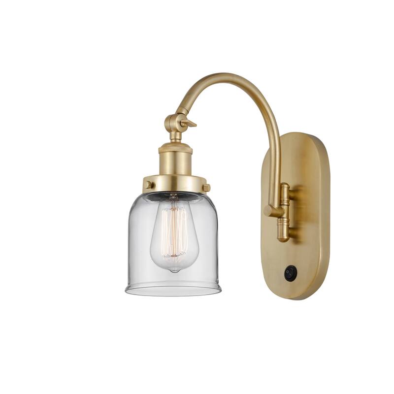 Innovations Lighting 918-1W-13-5 Bell Sconce Bell 13" Tall Wall Sconce - Satin Gold / Clear