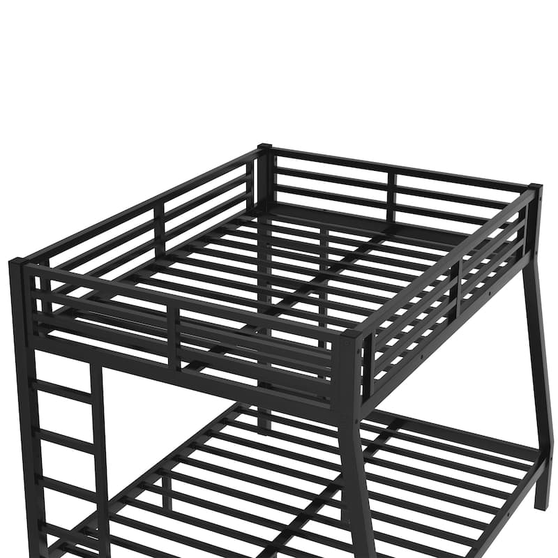 Black Full XL over Queen Size Metal Bunk Bed with Space-Saving Design and Ladder