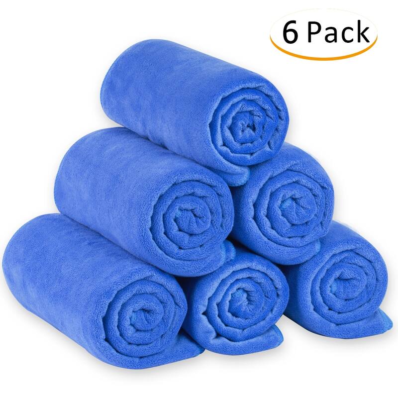 6-pack Cabana Striped Beach Towel Bath Towel - Solid Blue