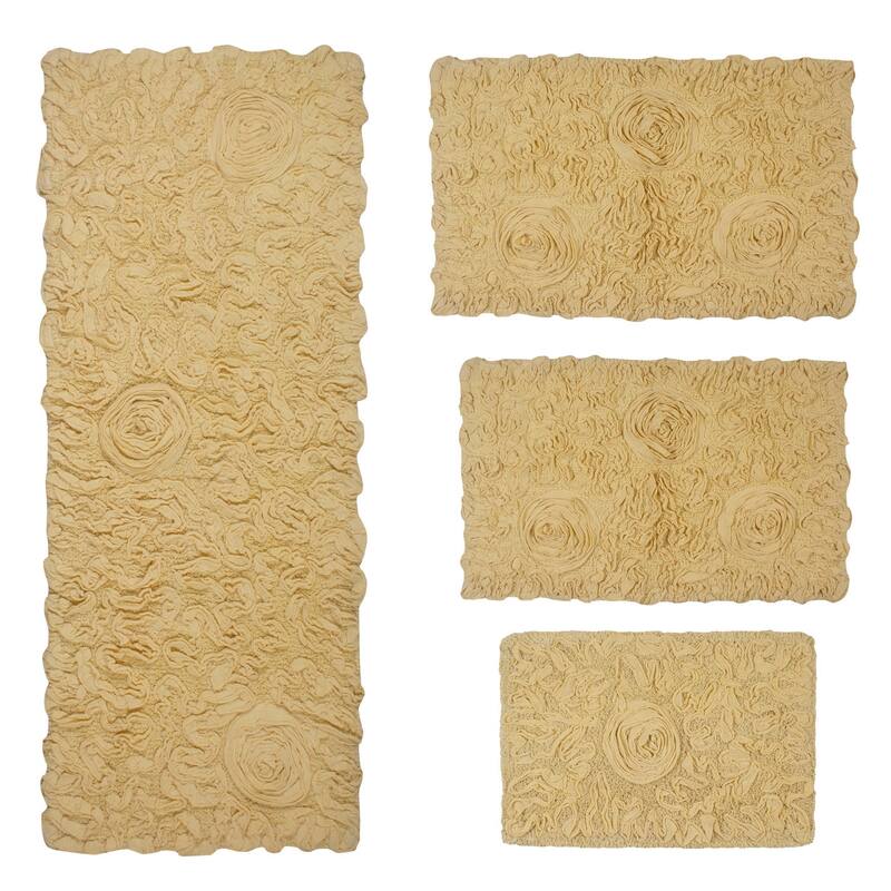 Home Weavers Modesto Collection 100% Cotton Bath Rug, Non-Slip Bath Rug, Extra Soft, Machine Wash, 4 Pcs Set with Runner