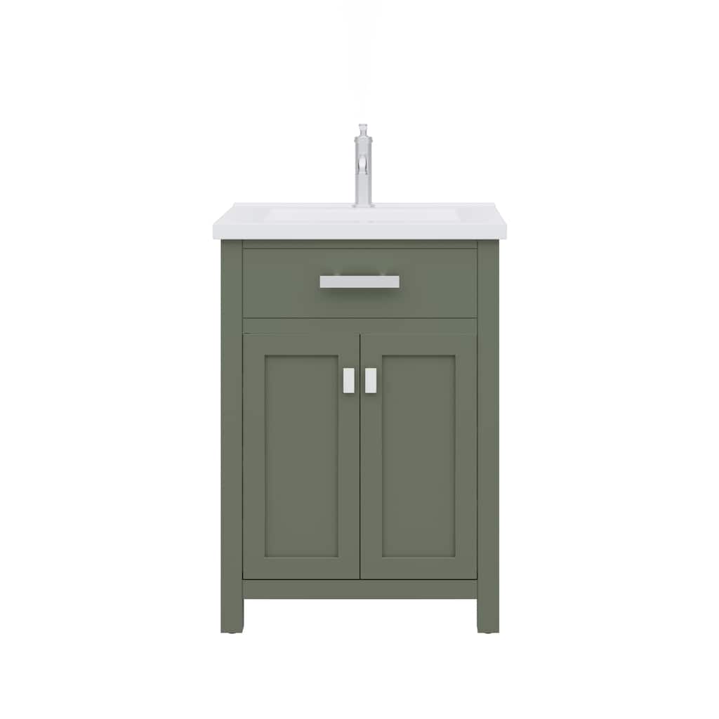 Myra 24 In Ceramic Sink Top Vanity in Glacial Green with Single Faucet