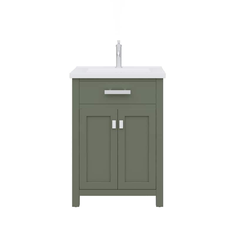 Myra 24 In. Integrated Ceramic Sink Top Vanity in Glacial Green