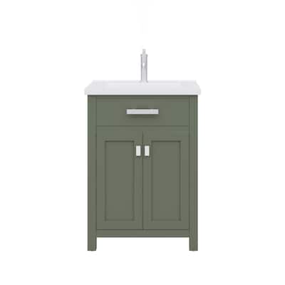 Myra 24 In. Integrated Ceramic Sink Top Vanity in Glacial Green