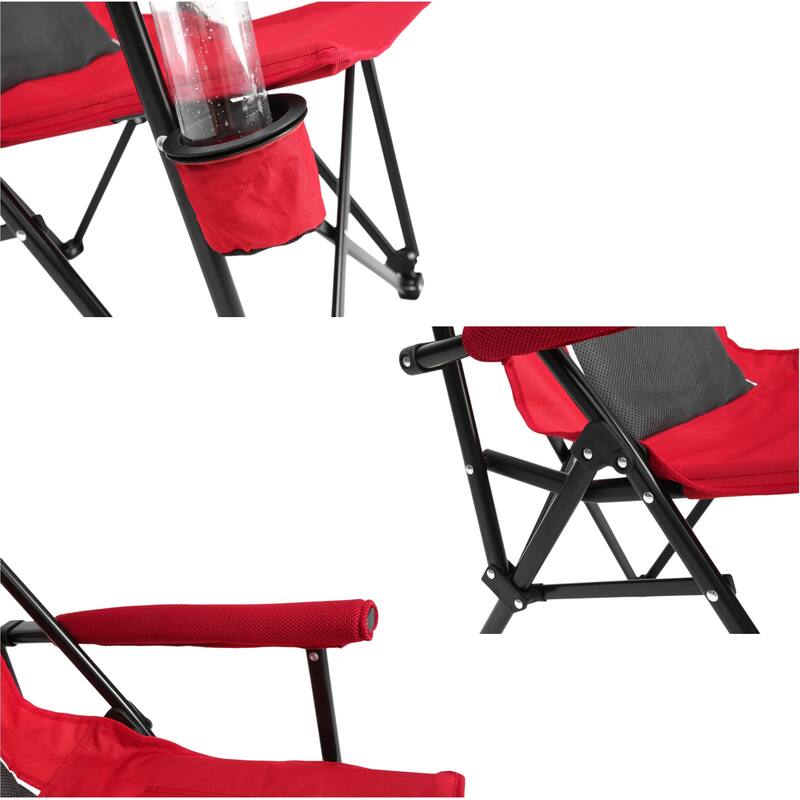 KISRAIS Outdoor High Back Portable Collapsible Chair with Cup Holder, Support 250LBS