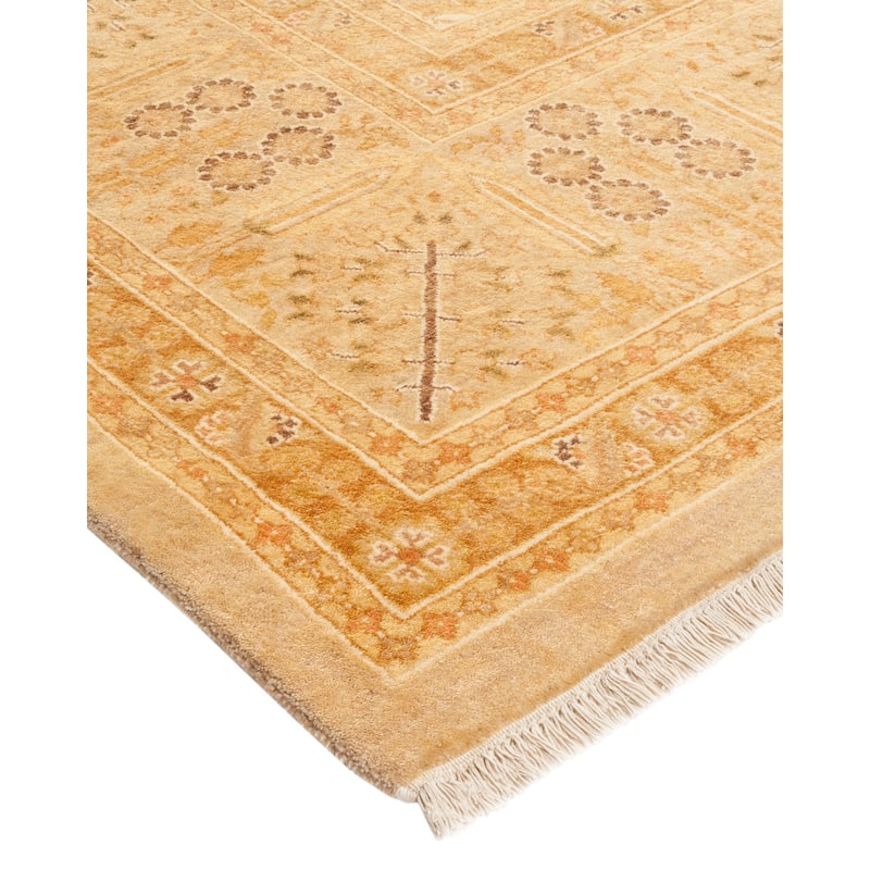 Overton Hand Knotted Wool Vintage Inspired Traditional Mogul Ivory Area Rug - 9' 2" x 13' 5"