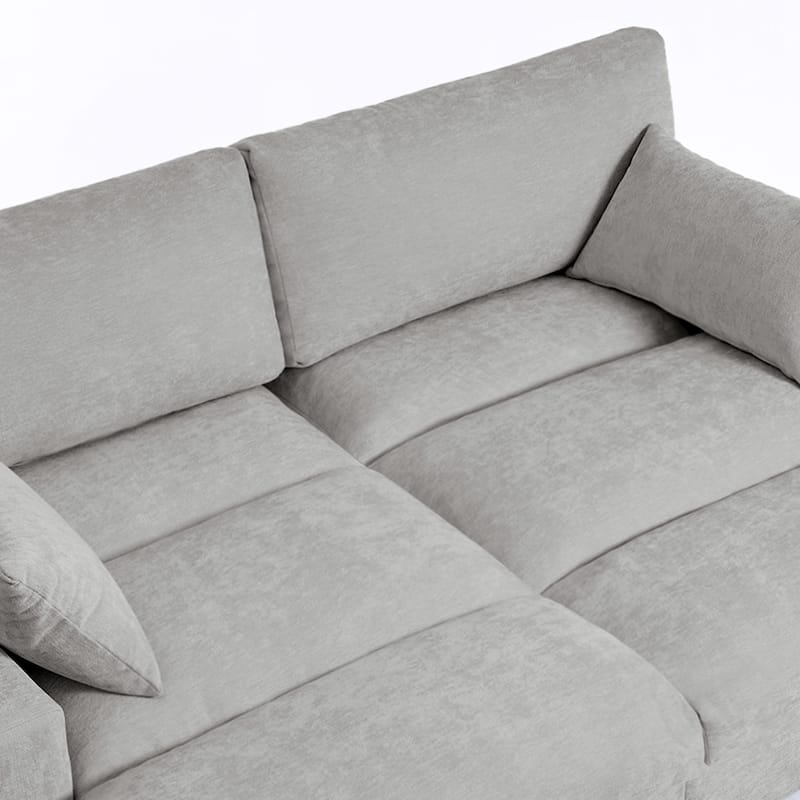 Mid-Century Chenille Adjustable Headrest Chaise Lounge Sofa