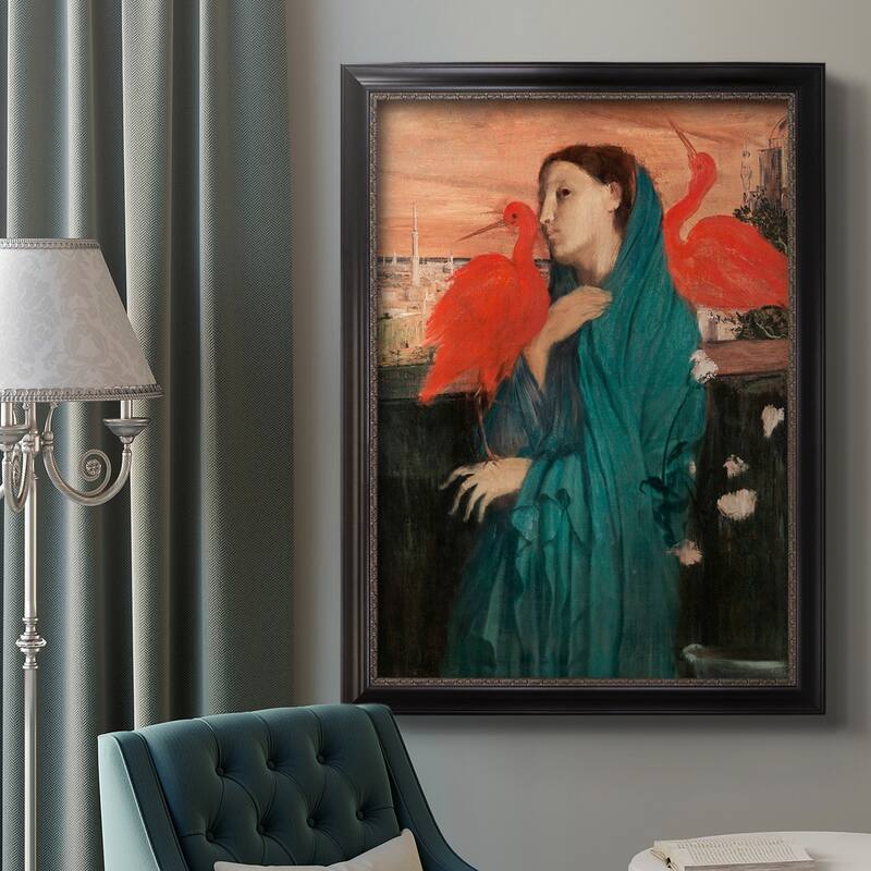 Young Woman with Ibis Premium Framed Canvas- Ready to Hang