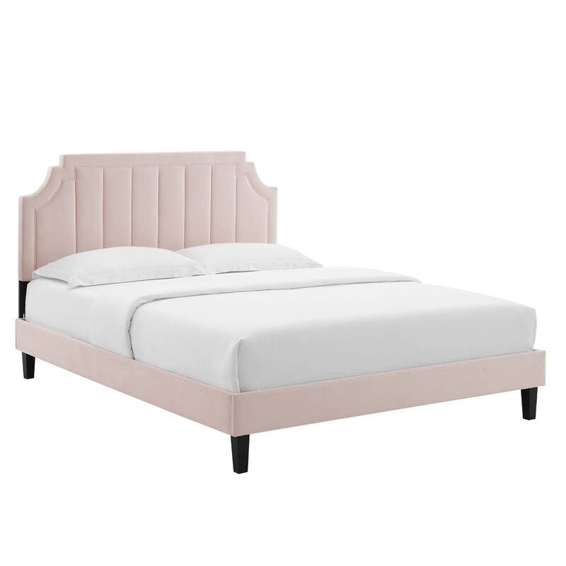 Sienna Performance Velvet Full Platform Bed - Pink