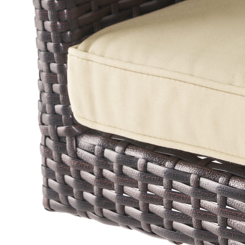 Fairfax Outdoor Wicker Swivel Armed Cushion Barstool by Christopher Knight Home