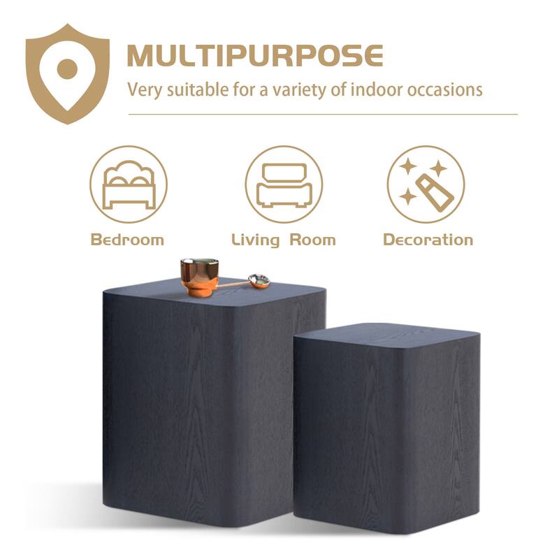 Modern Square End Side Coffee Nesting Table (Set of 2)