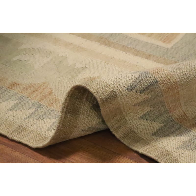 Hand Woven Oriental 100% Wool Carpet Southwestern Tribal Greys & Charcoal Kilim Area Rug - 9' 1'' X 5' 8''
