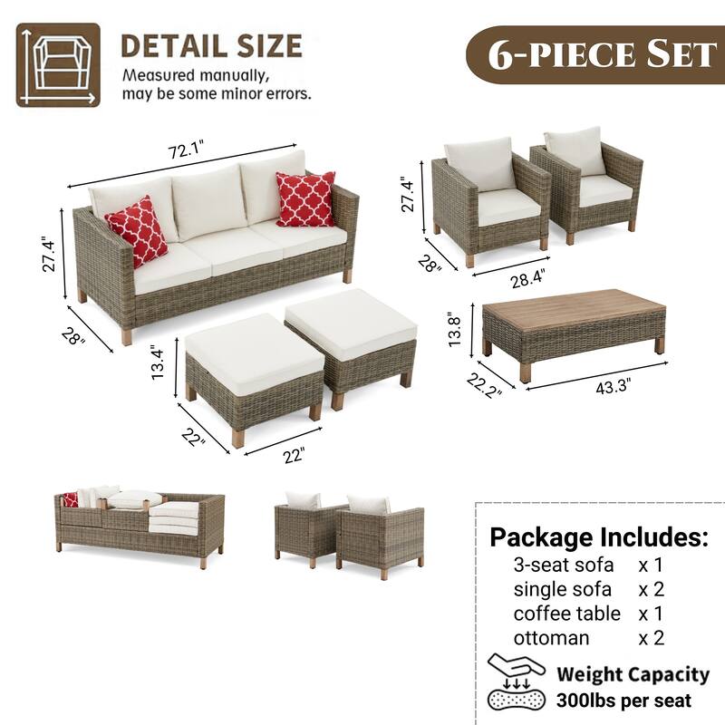 6 Piece Sectional Seating Group with Cushions