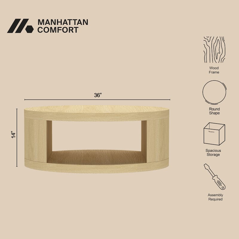 Manhattan Comfort Alure 36" Round Coffee Table