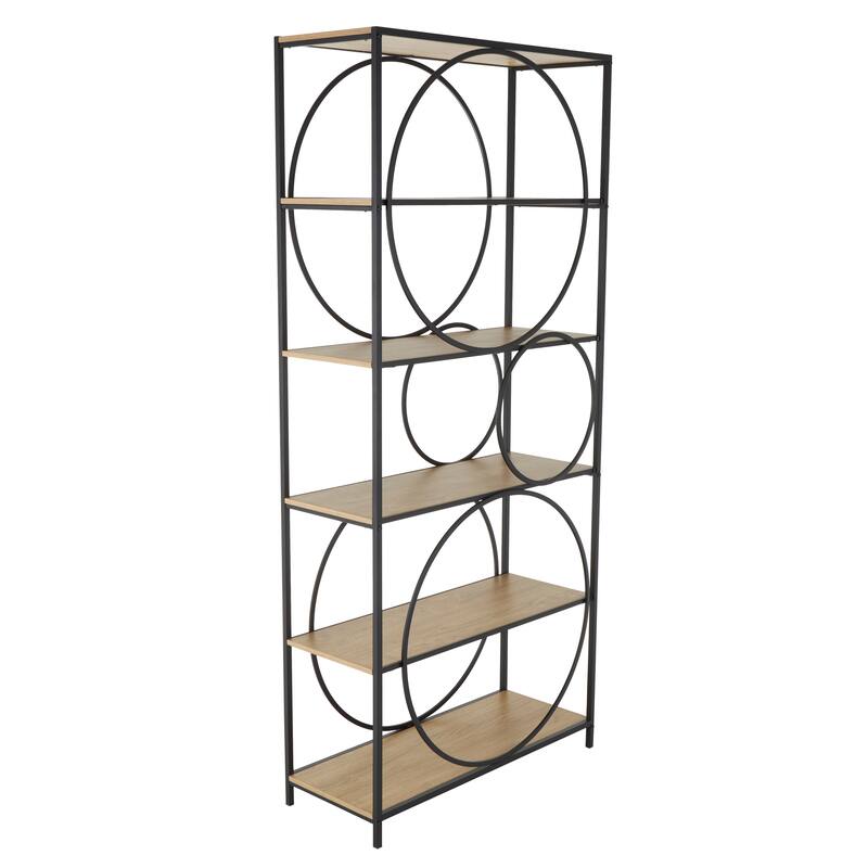 Black Metal Circle Shelving Unit with Black Metal Frame