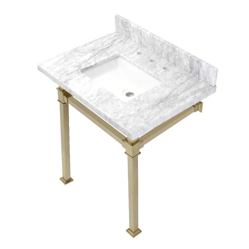 Kingston Brass Monarch 22" Wall Mounted Rectangular Marble Lavatory - Marble White / Brushed Brass