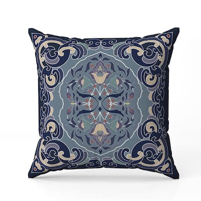 Soft Square Escape Faux Suede Reversible Throw Pillow Blue and Green
