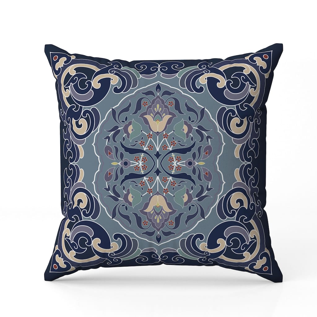 Soft Square Escape Faux Suede Reversible Throw Pillow Blue and Green