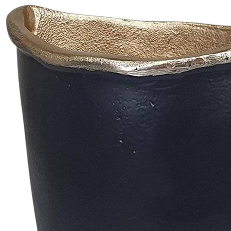 8" Black And Gold Cast Aluminum Oval Table Vase - 6.90
