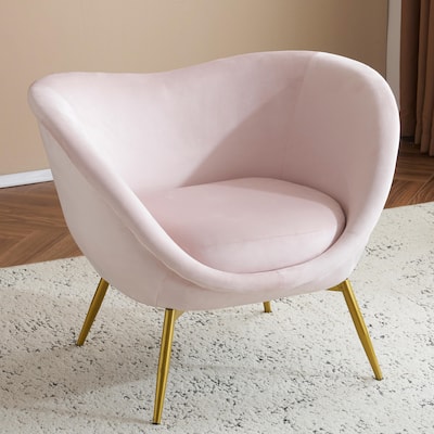 Modern Accent Chair for Living Room, Lounge Chair for Bedroom with Gold Metal Legs, Vanity Chair for Makeup Room, Velvet