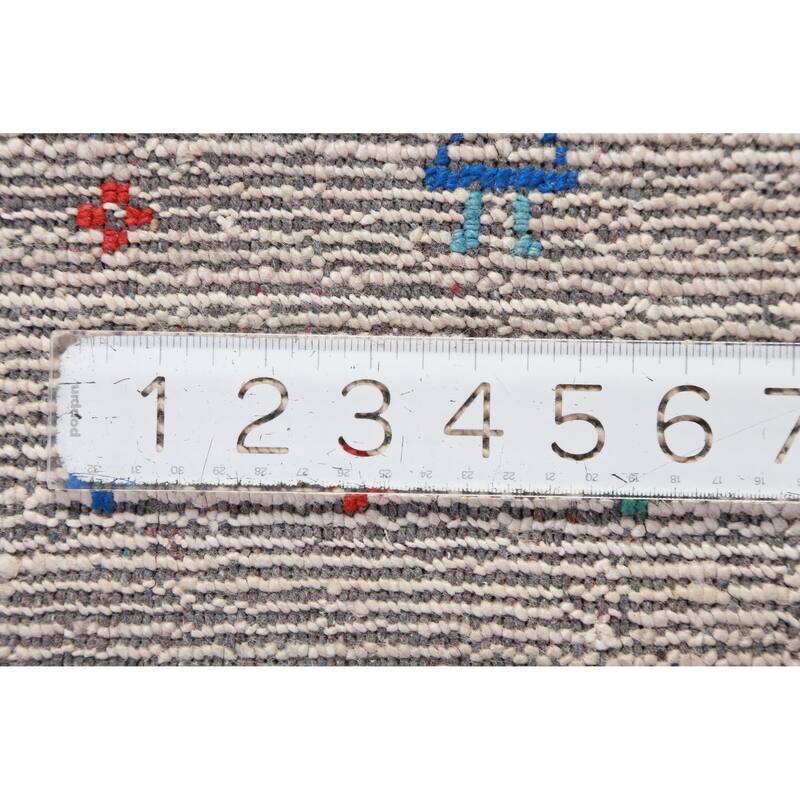 Hand Knotted Oriental 100% Wool Carpet Tribal Stripe Beige & Ivories Gabbeh Area Rug - 12' 3'' X 9' 2''