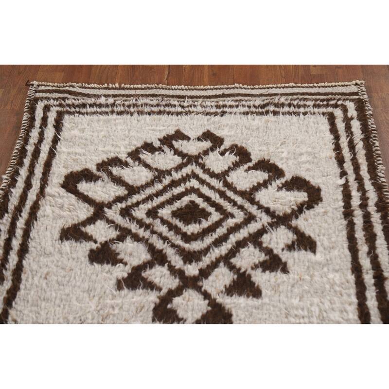 Tribal Anatolian Turkish Runner Rug Handmade Geometric Wool Carpet - 3'4"x 10'9"