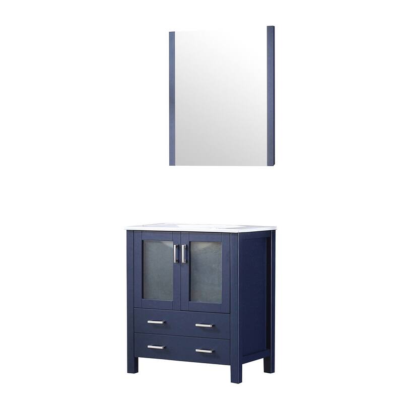 Bathroom Vanity with Ceramic Top, 28" x 32" Mirror, Soft Close Cabinet & Drawers, Scratch & Stain Resistant