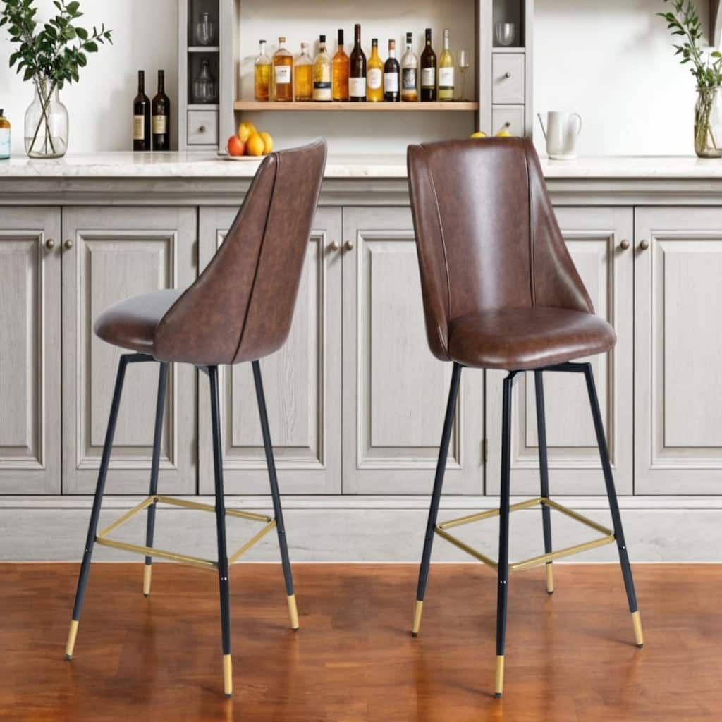 Set of 2 Modern 26'' Swivel Counter Height Bar Stools - 20.3" x 17.9" x 39.4"